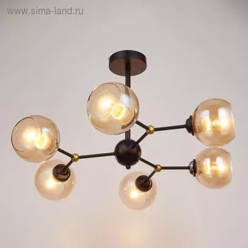 Люстра 74101/6 6х60W E27, чёрный/хром/янтарный 71х71х45 см