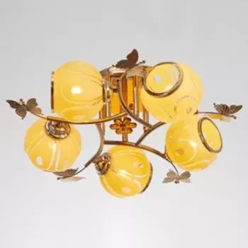 Люстра эконом "Пеппи" 5 ламп 40Вт E27 основание золото 52х52х18 см