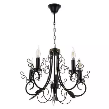 Люстра потолочная BayerLux «Ариэль», 5xE14, 40 Вт, черно-золотой, 585840.5-100 см