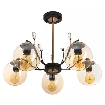 Люстра потолочная BayerLux «Ариса», 5хЕ27, 40 Вт, черно-золотой, 606040 см