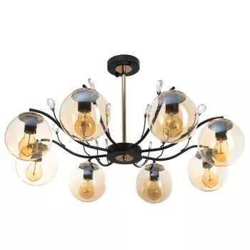 Люстра потолочная BayerLux «Ариса», 8хЕ27, 40 Вт, черно-золотой, 808040 см