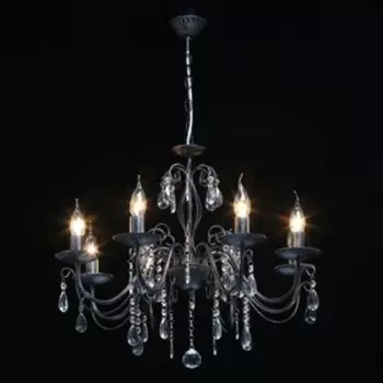 Люстра "Аврора", 8x60Вт E14, цвет чёрный, серебро