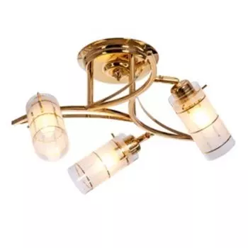 Светильник потолочный ЭкономСвет 11187/3FG WT, 3х40Вт, E27, 13х43х43 см, цвет золотой