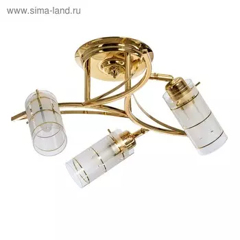 Светильник потолочный ЭкономСвет 11187/3FG WT, 3х40Вт, E27, 13х43х43 см, цвет золотой
