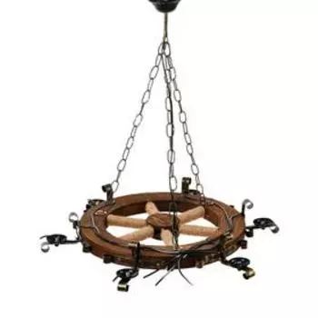 Люстра деревянная "Колесо", 6 ламп, 73 см