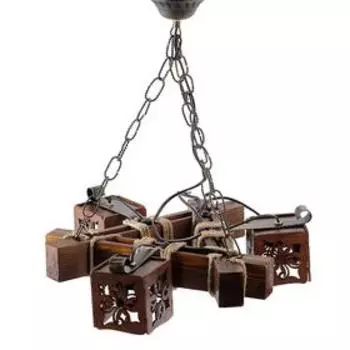 Люстра деревянная "Узоры", 3 плафона