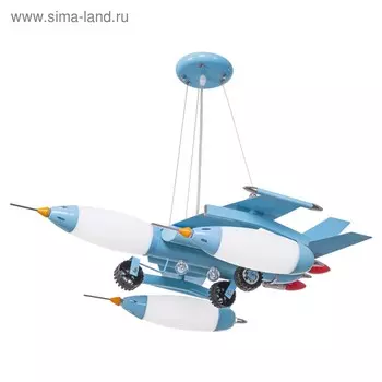 Люстра детская "Самолет" 5 ламп 40W Е14 голубой 60х60х80 см