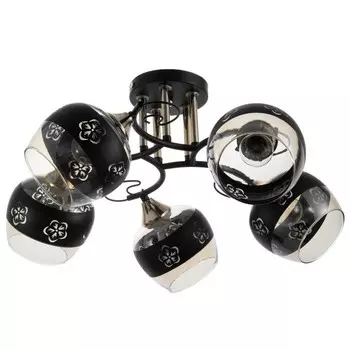 Люстра "Джеро" 5х60Вт Е27 черный/золото 54х54х25см SVK