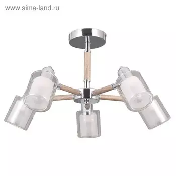 Люстра «Форест», 5x40Вт E14, цвет хром, дерево