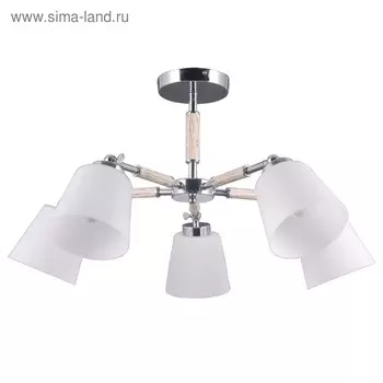 Люстра "Форест", 5x40Вт E27, цвет хром, дерево
