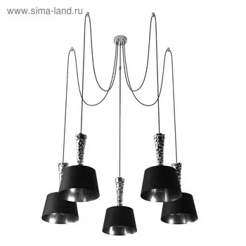 Люстра "Гэтсби", 5x40Вт E27, цвет чёрный хром