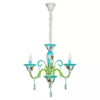 Люстра «Георгина», 3x40Вт E14, голубой, зелёный