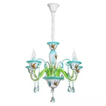 Люстра «Георгина», 5x40Вт E14, голубой, зелёный
