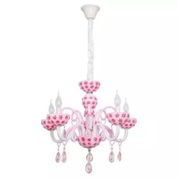 Люстра «Георгина», 5x40Вт E14, розовый, белый