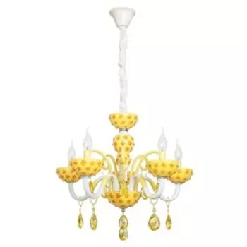 Люстра «Георгина», 5x40Вт E14, жёлтый, белый