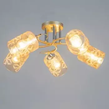 Люстра "Хасима" 5х60Вт Е27 золото+хром 58х58х25см