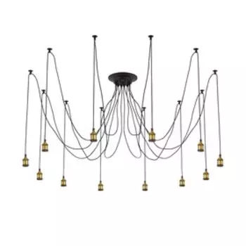 Люстра «Эдисон», 12x75Вт E27, чёрный 26x26x18 см