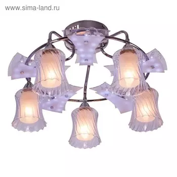 Люстра ЭкономСвет 11932A/5CR WT LED, 5x60Вт E14, цвет хром