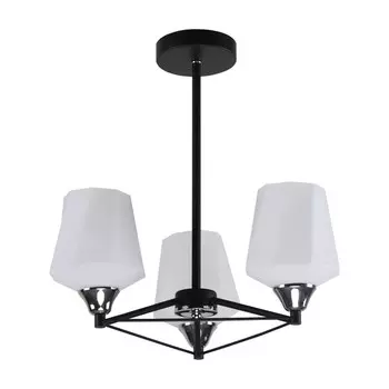 Люстра ЭкономСвет 20775/3BK WT, E27 3x60Вт, цвет хром, черный