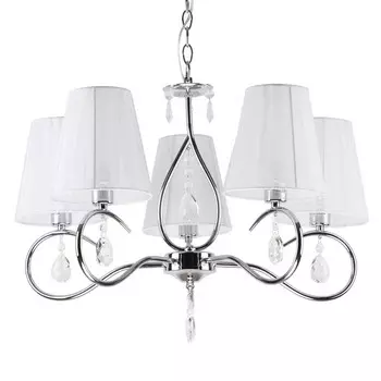 Люстра ЭкономСвет 20776/5CR WT, E14 5x60Вт, цвет хром