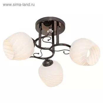 Люстра ЭкономСвет 3129LM/3BK WT, 3x40Вт E27, цвет чёрный хром