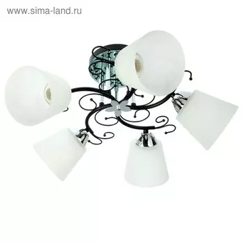 Люстра ЭкономСвет «Веста» 5 ламп 40W E27 основание хром с черным 49х49х27 см 3469