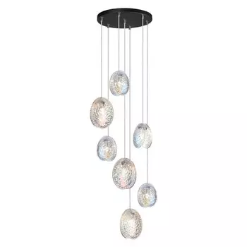 Люстра каскадная Odeon Light. Mussels, 7х40Вт, G9, 2430х430 мм, цвет чёрный, перламутровый