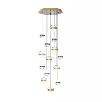 Люстра каскадная Odeon Light. Roni, 132Вт, Led, 2500х535 мм, цвет никель, прозрачн, молочный