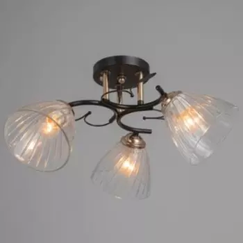 Люстра "Кира" 3х60Вт Е27 черный/золото 47х47х24см