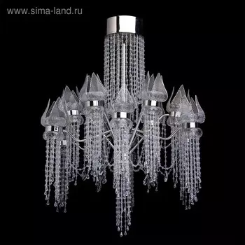 Люстра "Лотос в водопаде" 28x3Вт LED серебро