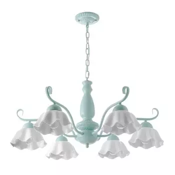 Люстра "Лукреция" 6хЕ27 40Вт зелено-белый 77х77х37-72 см BayerLux