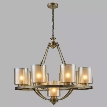 Люстра Lumion. Riverly, 9х60Вт, E27, 780-1130х760х760 мм, цвет античная латунь