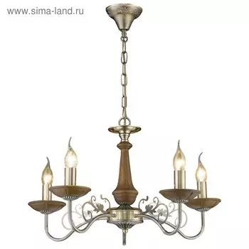 Люстра "Марселла" 5x60Вт E14 бронза, дуб 59x59x38см