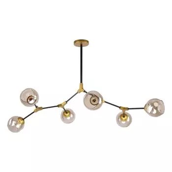 Люстра ЭкономСвет Молекула 6х60Вт E27, чёрный/золото 116х75х65 см