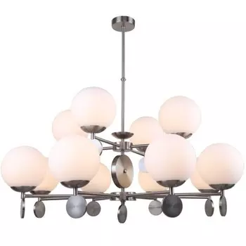 Люстра на штанге Marsela 12xE27 60Вт, размер 92x92x67-85 см, цвет никель