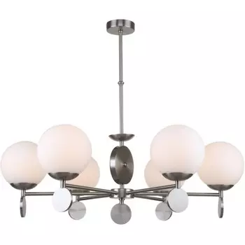 Люстра на штанге Marsela 6xE27 60Вт, размер 82x82x52-70 см, цвет никель