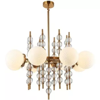 Люстра на штанге Queenly 8xE27 40Вт, размер 78x78x75,5-109,5 см, цвет бронза