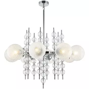 Люстра на штанге Queenly 8xE27 40Вт, размер 78x78x75,5-109,5 см, цвет хром