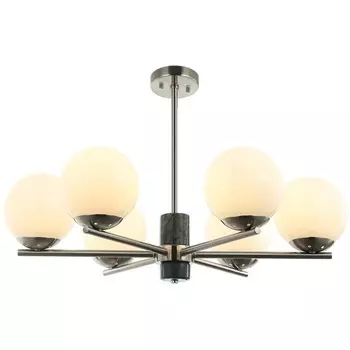 Люстра на штанге Sharo 6xE27 40Вт, размер 70x70x56,5-96,5 см, цвет никель