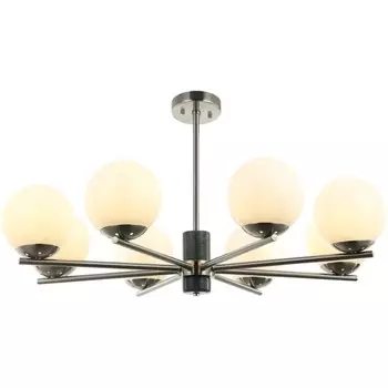 Люстра на штанге Sharo 8xE27 40Вт, размер 85x85x56,5-96,5 см, цвет никель