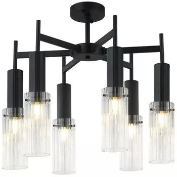 Люстра на штанге Wunder 6xE14 40Вт, размер 56x56x50-100 см, цвет чёрный