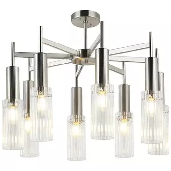 Люстра на штанге Wunder 8xE14 40Вт, размер 58x58x50-100 см, цвет никель