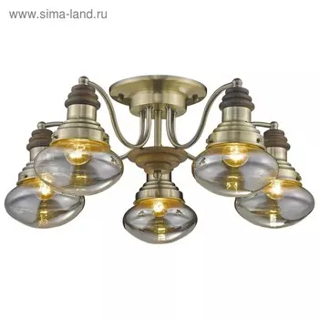 Люстра «Нерезза», 5x60Вт E27, бронза, дуб 62x62x25 см