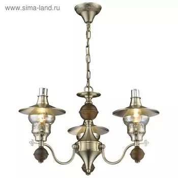 Люстра "Николетта" 3x60Вт E14 бронза, дуб 57x57x35см
