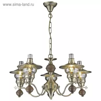 Люстра «Николетта» 5x60Вт E14 бронза, дуб 66x66x35см