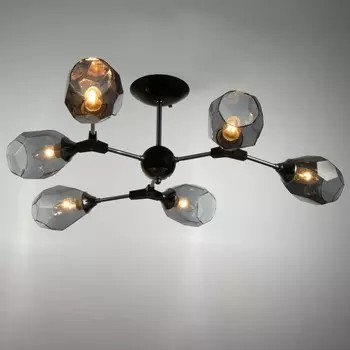 Люстра "Ночь" 6х60Вт Е27 черный/хром 86х86х32см