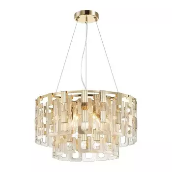 Люстра Odeon Light. Buckle, 8х40Вт, E14, 834-1134х523 мм, цвет золотой, стекло
