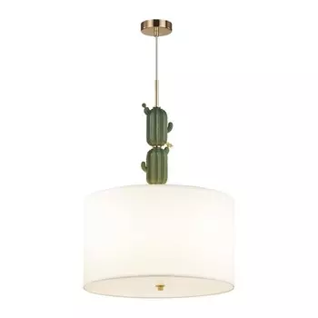 Люстра Odeon Light. Cactus, 3х60Вт, E27, 640-2150х450 мм, цвет золотой, зеленый, белый