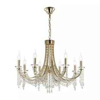 Люстра Odeon Light. Capel, 8х40Вт, E14, 1219х750 мм, цвет золото, прозрачный