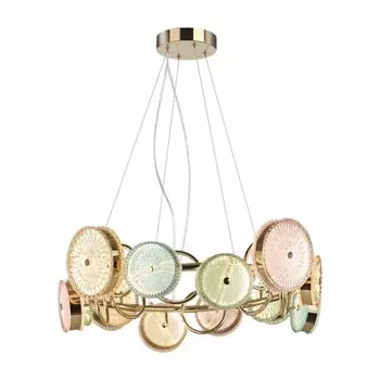 Люстра Odeon Light. Caramella, 95Вт, Led, 450-1680х800 мм, цвет золотой, разноцветный
